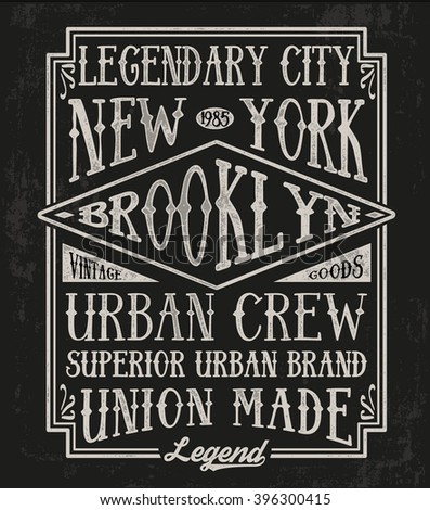 Vintage Brooklyn typography, t-shirt graphics.