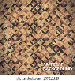 Vintage brown background of circles and triangles