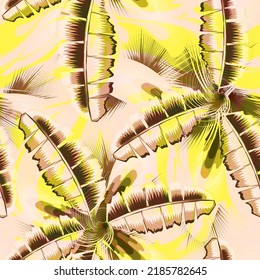 vintage brown banana leaves seamless pattern on light background. tropical plants leaves and foliage seamless pattern. Floral background. Exotic tropics. Summer design. natural wallpaper. autumn 