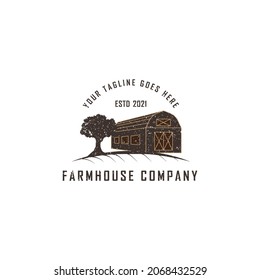 Vintage Brown Barn Logo applied for Family Countryside Farm logo design inspiration.