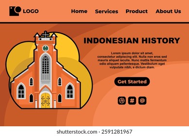 Vintage Brown Brick Indonesian Cultural Historical Landmark Template for Web Landing Page and Presentation Background