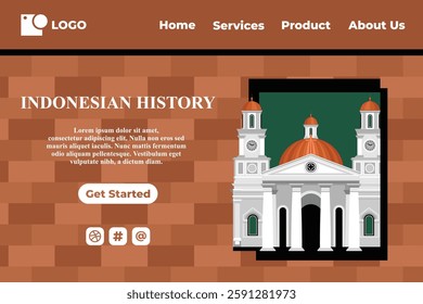 Vintage Brown Brick Indonesian Cultural Historical Landmark Template for Web Landing Page and Presentation Background