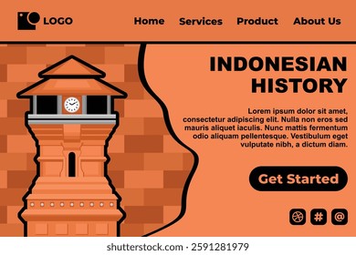 Vintage Brown Brick Indonesian Cultural Historical Landmark Template for Web Landing Page and Presentation Background