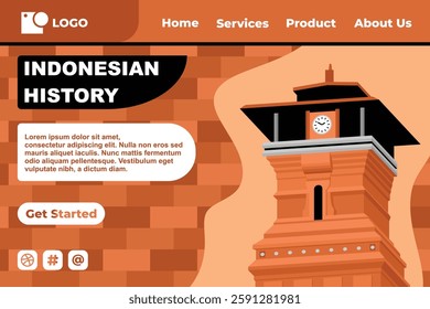 Vintage Brown Brick Indonesian Cultural Historical Landmark Template for Web Landing Page and Presentation Background