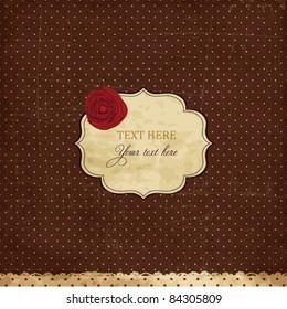 Vintage brown card with rose