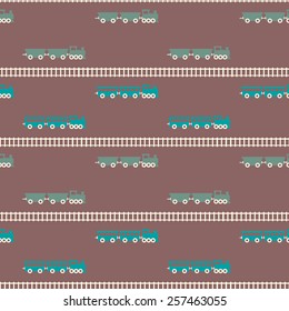 Vintage brown colorful train pattern