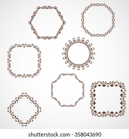 Vintage brown frame. Cute collection seven pieces.