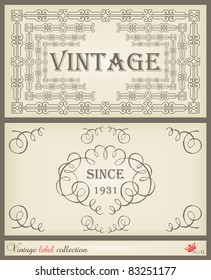Vintage brown label frame vector background set No 6