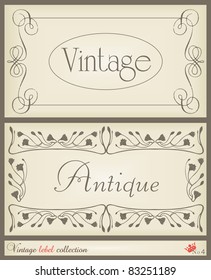 Vintage brown label frame vector background set No 4