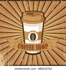 Vintage brown poster Coffee shop