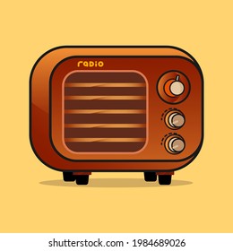 Vintage brown radio filled icon. Illustration flat icon.