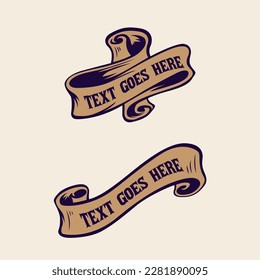 Vintage brown ribbon vector template, old vintage ribbon