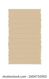 Vintage brown torn paper note. Recycled ripped memo paper template.