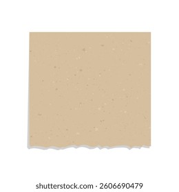 Vintage brown torn paper note. Recycled ripped memo paper template.