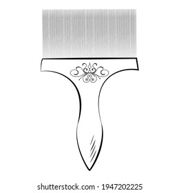 Vintage brush for barber hand drawing icon isolated on white background. Vector