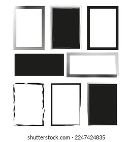 Rectáreas de pincel antiguas. Textura del pincel. Dibujo de esbozo de esquema. Ilustración vectorial.