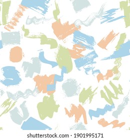 Vintage brush stroke vector seamless pattern. Wall paint texture ornament. Modern square wallpaper. Camouflage urban design. Ethnic watercolor seamless pattern.