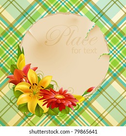 Vintage bubble for speech with flowers and place for text