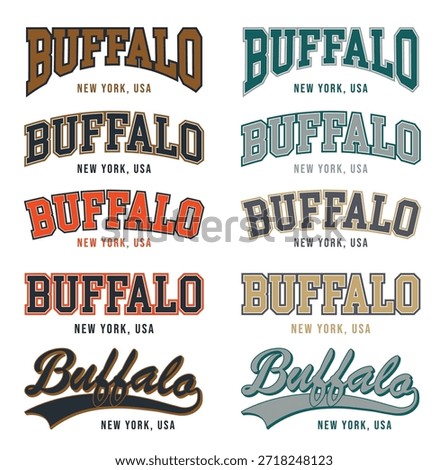 Vintage BUFFALO Typography Set – Retro American Lettering Collection