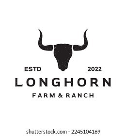 Vintage Bull, Kuh und Büffel-Langhorn Logo. für Badges, Restaurant, Business.