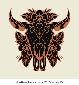 Vintage bull skull design vector