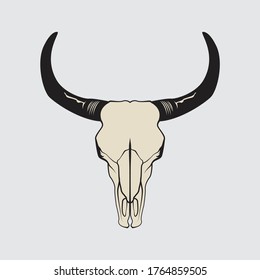 Vintage Bull Skull Vector Illustration 