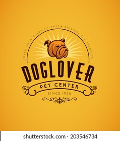 Vintage Bulldog Logo. Graphic Design Template For Your Business. Vector Dog Icon.