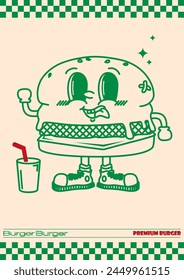 vintage burger character. vector file