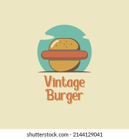 Vintage burger logo template for fast food business. Vintage logo inspiration. Vector illustration