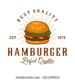 vintage burger logo. for your fast food, sticker, menu, website, your promotional items