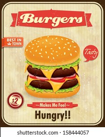 Vintage burger poster design