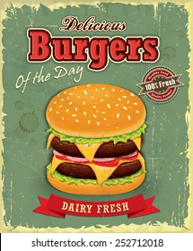 Vintage burger poster design