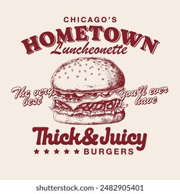 Vintage Burger Poster Graphic Vector