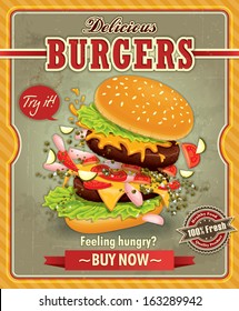 Vintage Burgers poster design