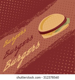 Vintage burgers vector poster