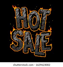 Vintage burning Hot Sale inscription with cracked sand texture isolated vector illustration