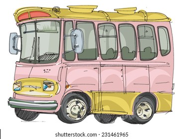 a vintage bus - cartoon