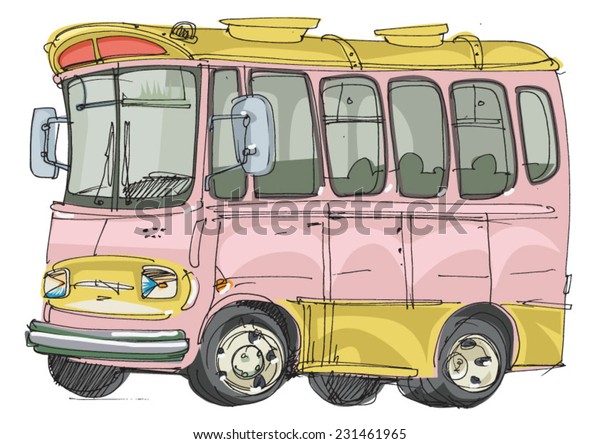 a vintage bus -\
cartoon