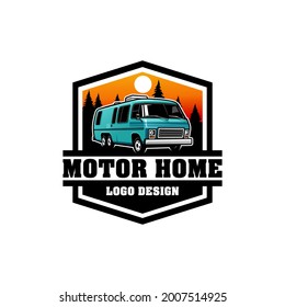 vintage bus or motor home logo design isolated