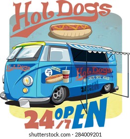 vintage bus restaurant print