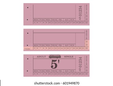 Vintage bus ticket with space for any text. Flat vector.