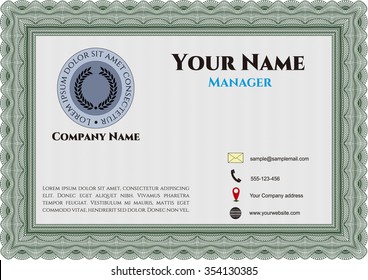 Vintage Business Card. Easy to print. Artistry design. Detailed.