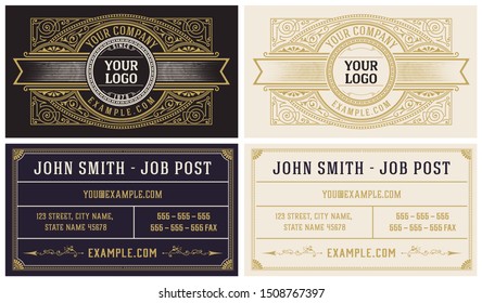 Vintage business card with floral ornaments