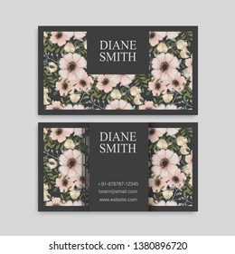 Vintage business card with flowers and berries