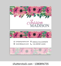 Vintage business card with flowers and berries