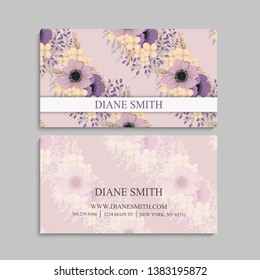 Vintage business card with flowers and berries