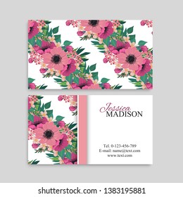 Vintage business card with flowers and berries