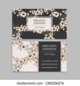 Vintage business card with flowers and berries