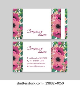 Vintage business card with flowers and berries