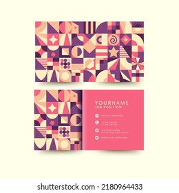 Vintage business card with geometric ornaments corporate minimal clean design plastic paper vector template